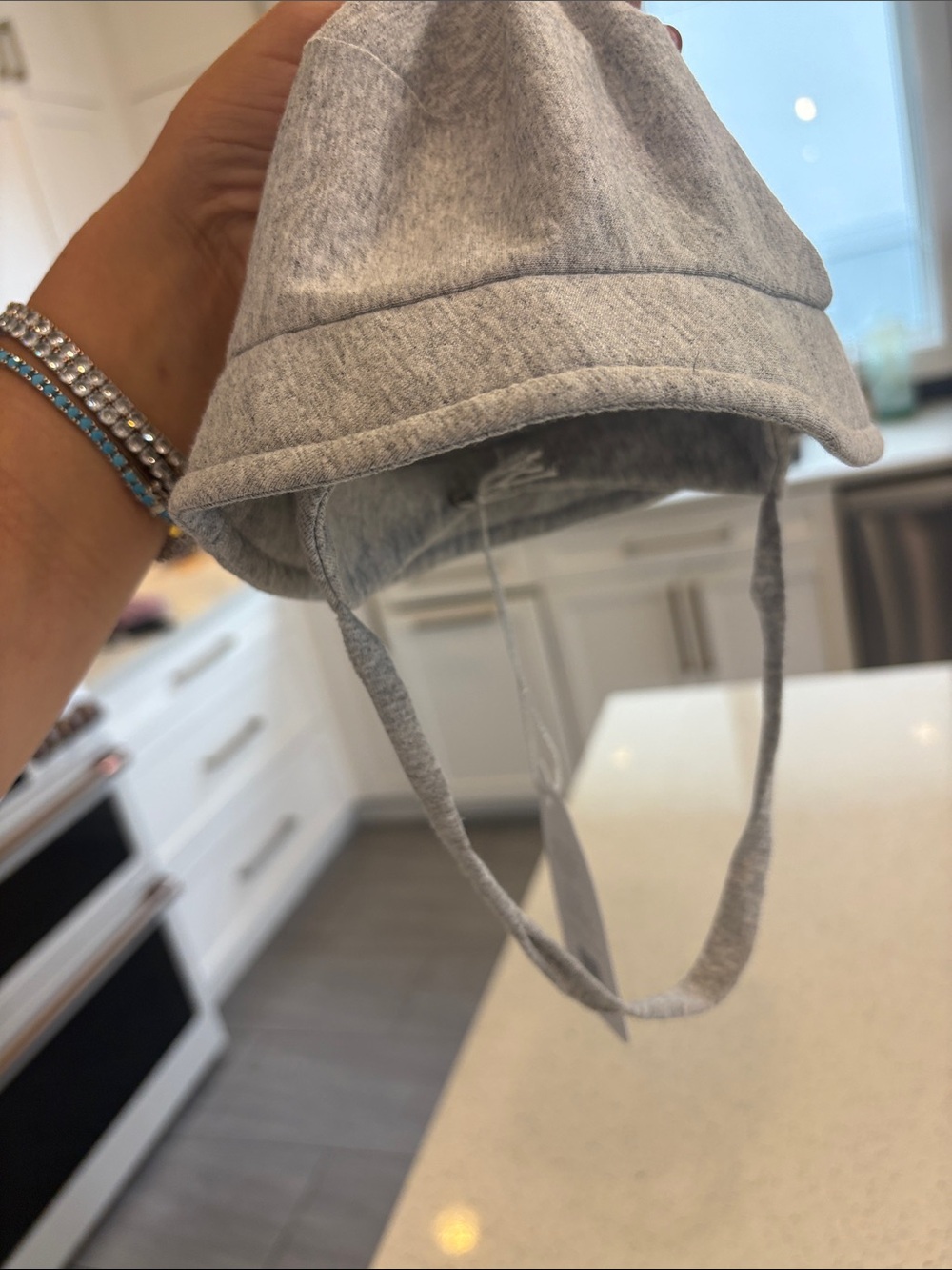 Made in Italy Kids Gray Cotton Tie-Back Hat